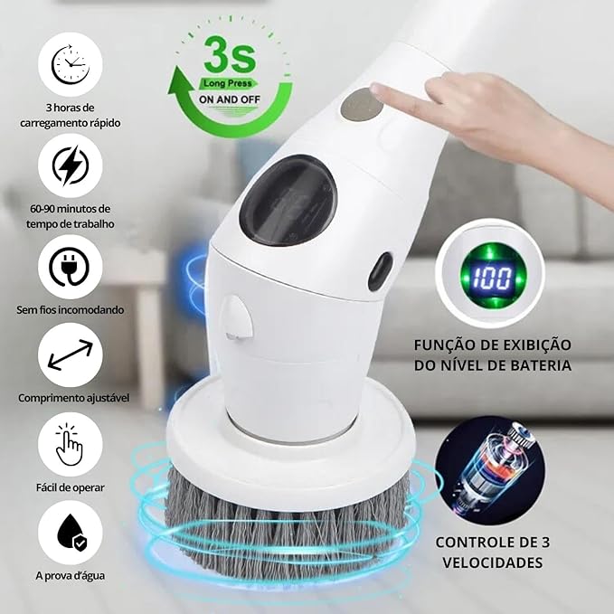 Escova Elétrica de Limpeza 8 em 1: A Revolução na Limpeza da Sua Casa!