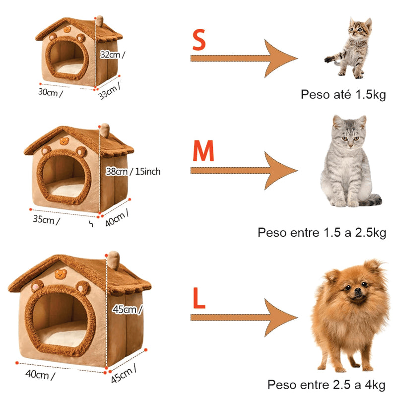 Casa Dobrável Lavável para Cães e Gatos Pequenos.