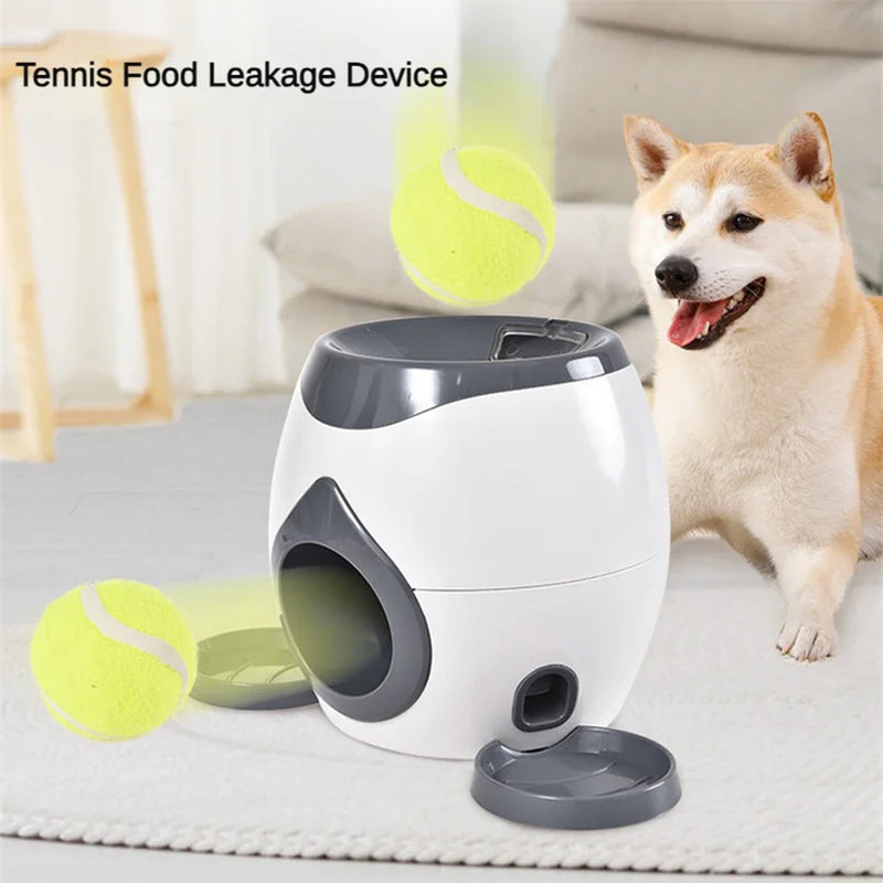 Lançador de Bolas de Tênis 2 em 1: Diversão e Alimentação para Cães