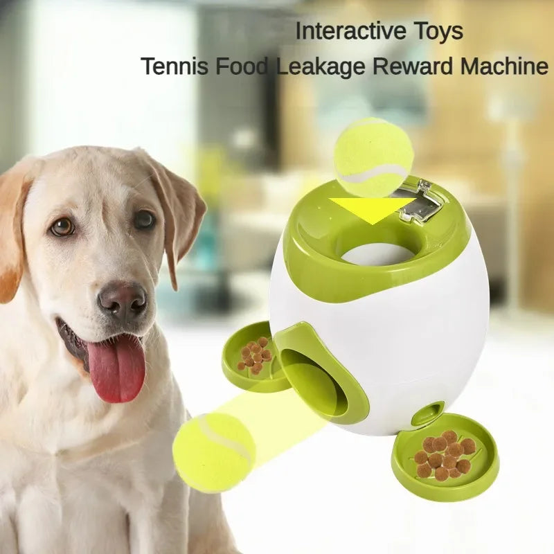 Lançador de Bolas de Tênis 2 em 1: Diversão e Alimentação para Cães
