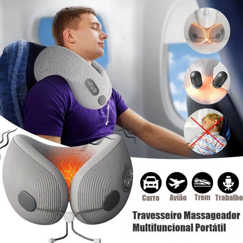Conforto Portátil: Travesseiro Ergonômico de Massagem e Alívio para o Pescoço