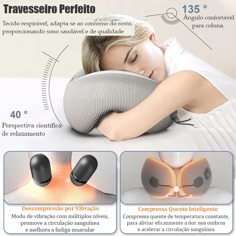 Conforto Portátil: Travesseiro Ergonômico de Massagem e Alívio para o Pescoço
