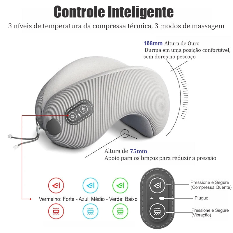Conforto Portátil: Travesseiro Ergonômico de Massagem e Alívio para o Pescoço