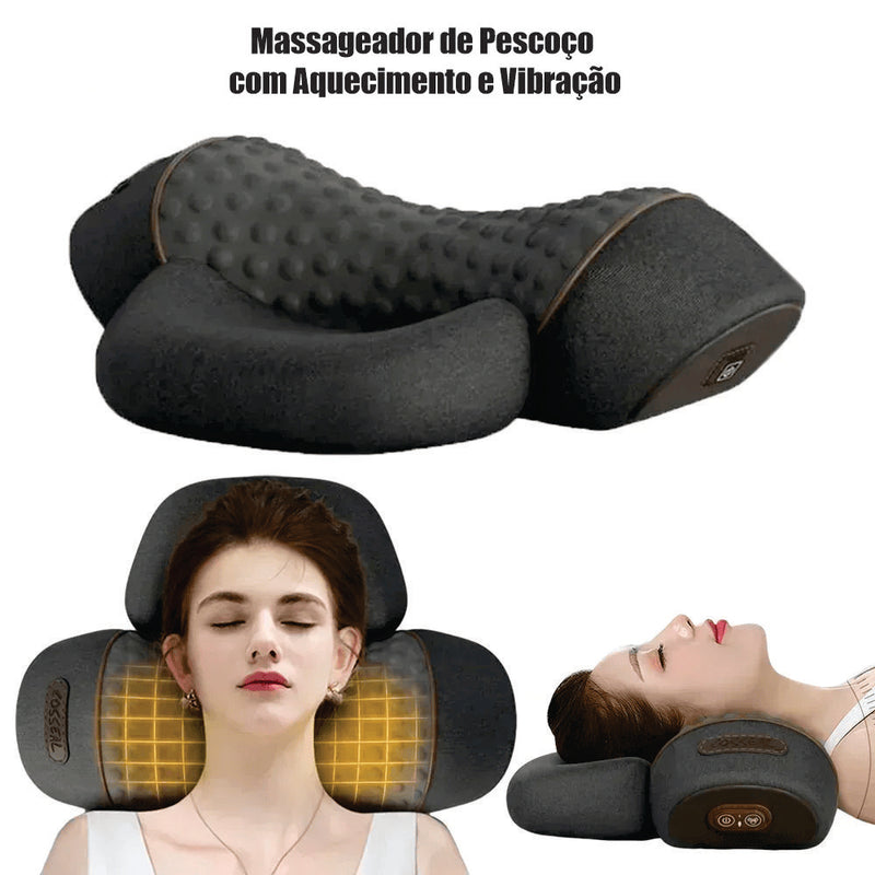 Alívio Instantâneo: Travesseiro Massageador Cervical com Calor e Vibração para Relaxamento Total