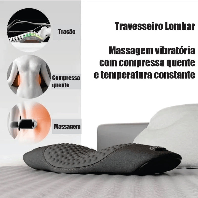 Alívio da Dor nas Costas: Travesseiro Massageador com Aquecimento e Suporte Lombar